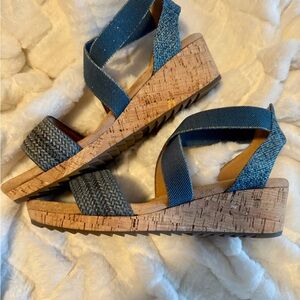Stylish Blue Wedge Sandals